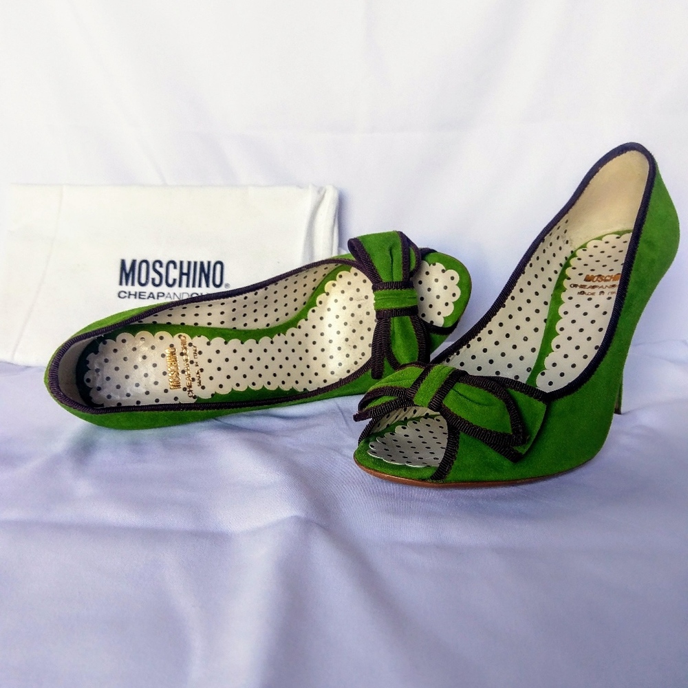 Moschino Cheap & Chic Suede Peep Toe Pump